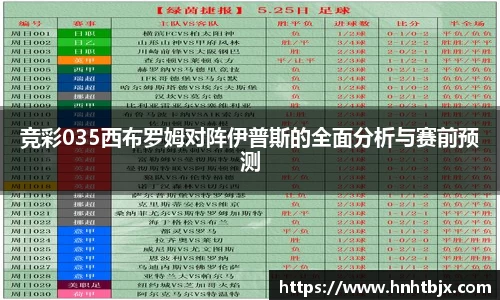 竞彩035西布罗姆对阵伊普斯的全面分析与赛前预测